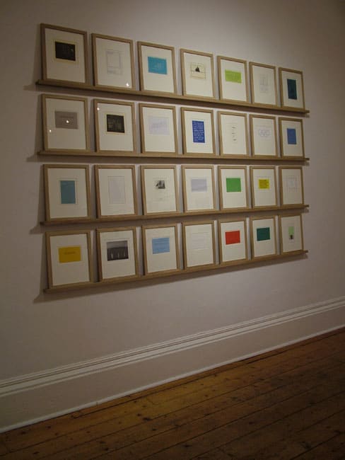 28 framed postcards by Ian Hamilton Finlay from 1970 - 1999 cards and postcards, editions of 250 or 500 cards variable, 33.5 x 28cm framed